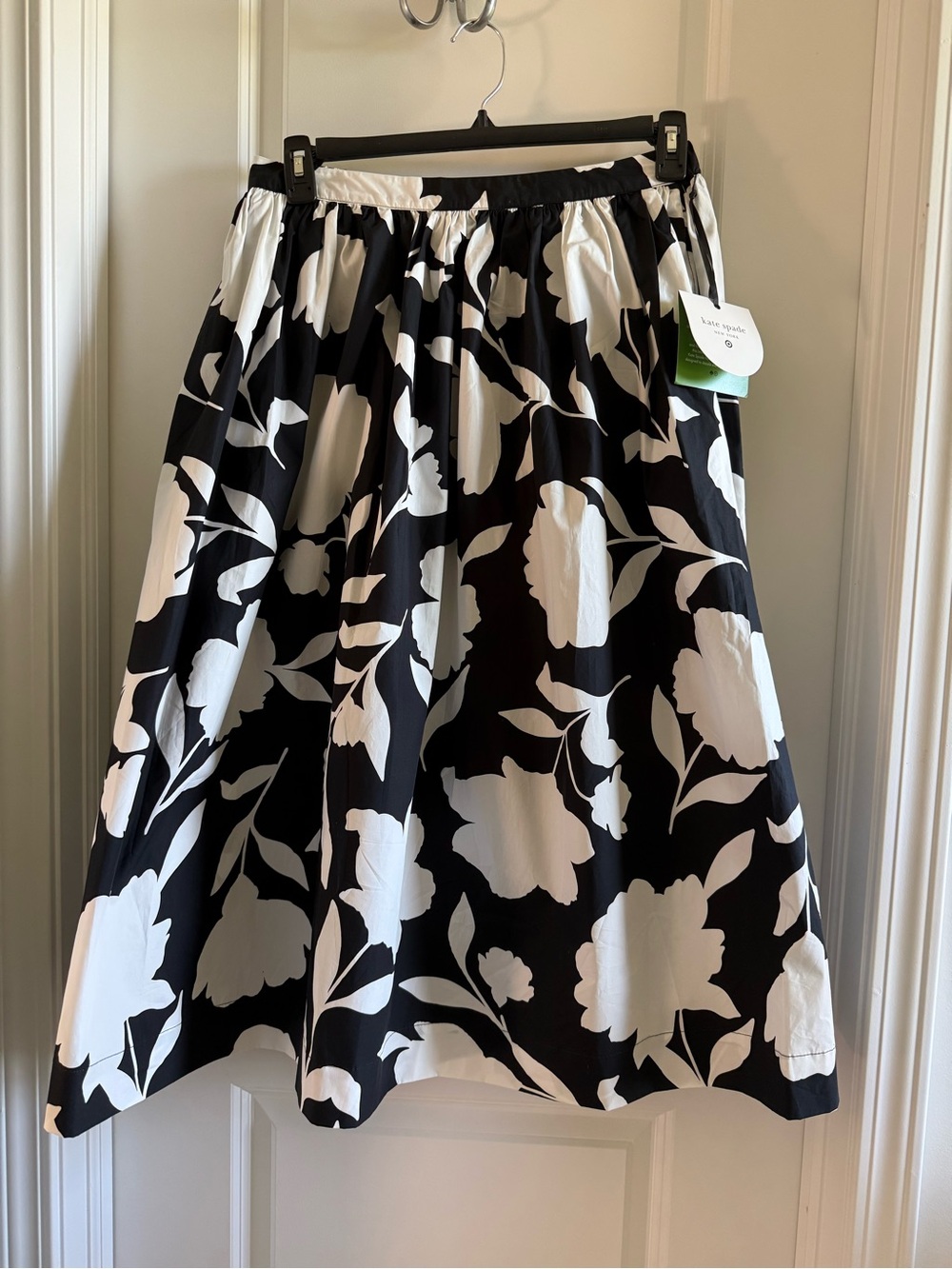 Black & White Floral A-Line Skirt